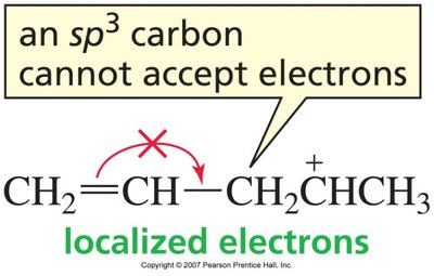 sp3 carbon cannot accept electrons