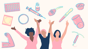 Illustration of reproductive health and contraception methods