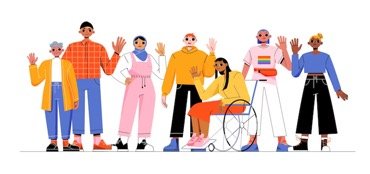 Diverse young adults illustration