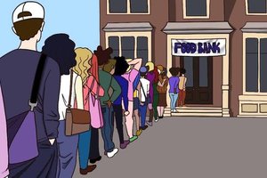 Food bank line illustration