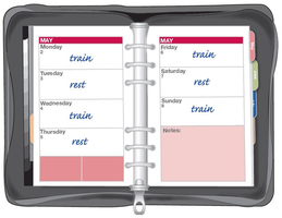 Weekly planner showing rest and training days