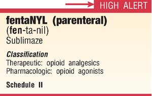High alert medication label for fentanyl