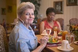 Older adults eating together