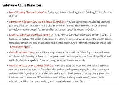 Substance abuse resources