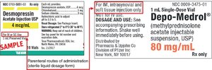 Drug labels showing parenteral routes