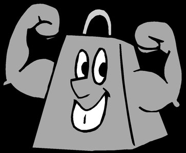Cartoon weight with flexed arms