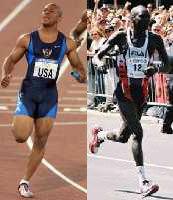 Sprinter and marathon runner illustrating fiber types