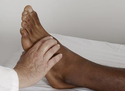 Palpation of dorsalis pedis pulse