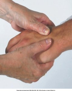 Palpation of hand joints