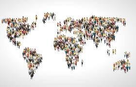 World map made of people, representing population health