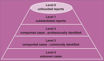 Levels of child abuse reporting pyramid