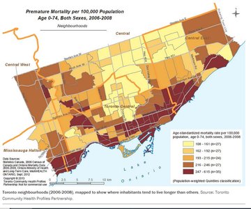Premature mortality map of Toronto