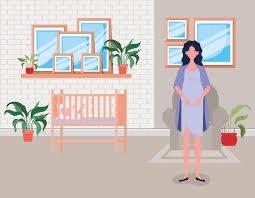 Pregnant woman in nursery