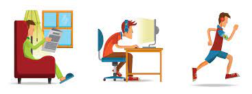 Illustration of sedentary and active lifestyles