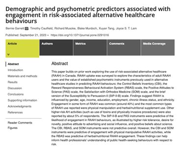 Screenshot of research article on predictors of alternative healthcare behaviours