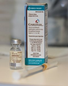Gardasil HPV vaccine vial and box
