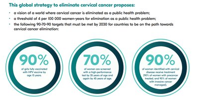 WHO global strategy targets for cervical cancer elimination