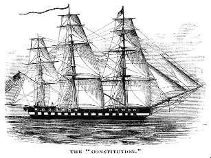 Historic ship labeled 'The Constitution' representing the British North America Act