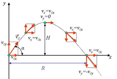Projectile motion with velocity components