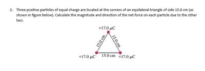 Three charges at the corners of an equilateral triangle