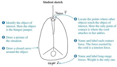 Free-body diagram for bungee jumper