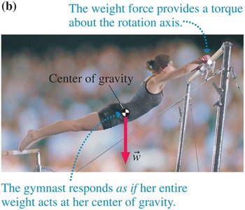 Gymnast showing center of gravity and gravitational torque