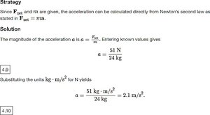 Calculation of acceleration for lawn mower