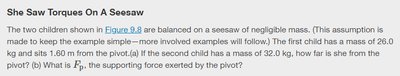 Seesaw torque problem statement