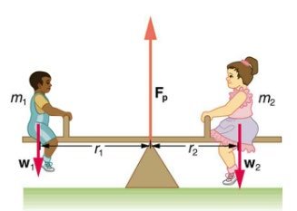 Seesaw with children and forces