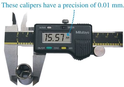 Calipers measuring with significant figures