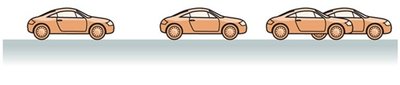 Motion diagram of a car stopping