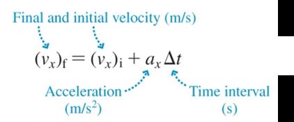 Equation for final velocity with constant acceleration