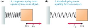 Spring force diagrams: compressed and stretched