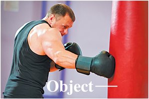 Boxer punching a bag, illustrating force acting on an object