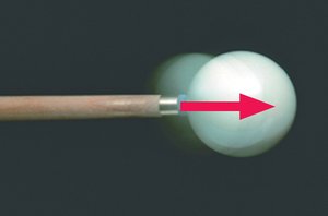 Cue stick applying force to a billiard ball