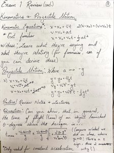 Kinematic equations and projectile motion diagrams