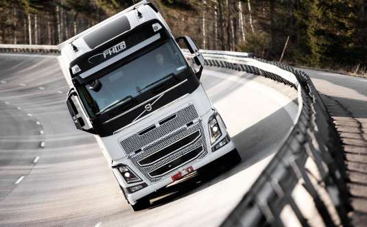 truck on a banked curve