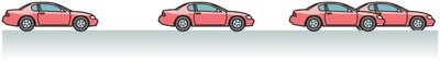 Motion diagram of a car slowing down