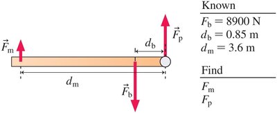 Beam with forces and distances from pivot