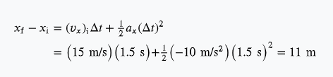 Calculation of displacement while braking