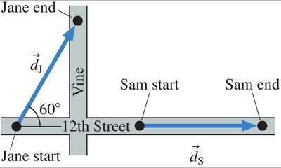Displacement vectors for Jane and Sam