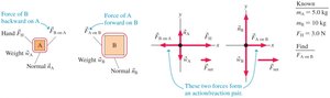 Force identification and free-body diagrams for two blocks