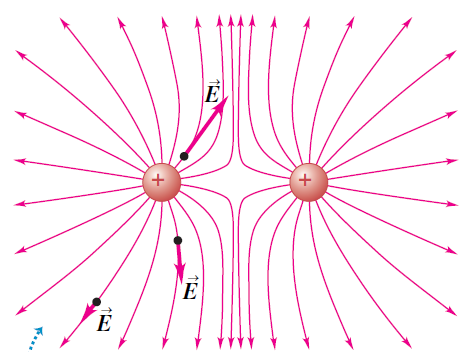 Electric field lines for two positive charges