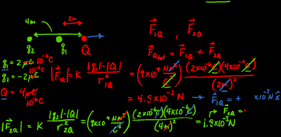 Coulomb's Law calculation for three charges