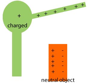Induced charge diagram with charged and neutral objects