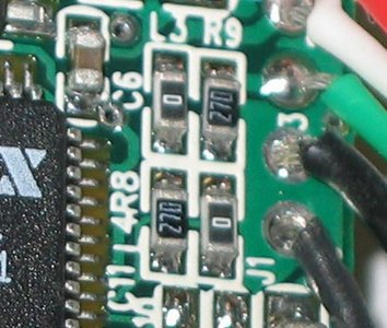 Surface-mount resistors on a PCB