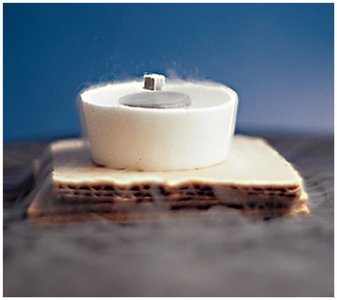 Superconducting coil levitating a magnet