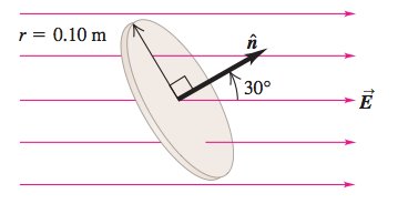 Disk in electric field at 30 degrees