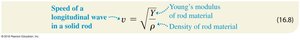 Equation for speed of sound in a solid rod