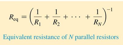 Equivalent resistance of N parallel resistors